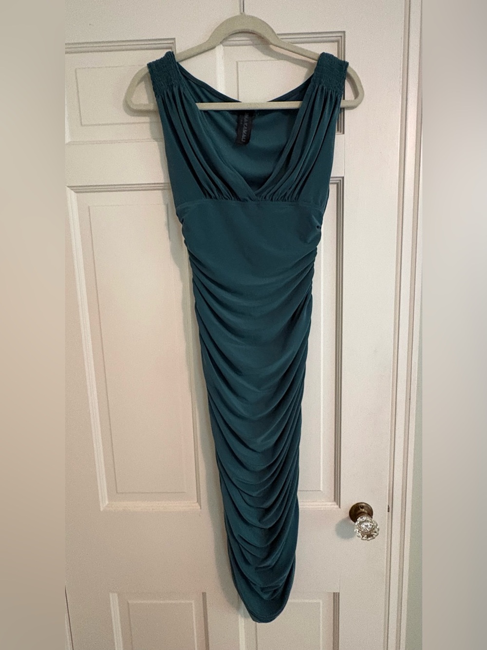 Norma Kamali Emerald Green Ruched Maxi Dress